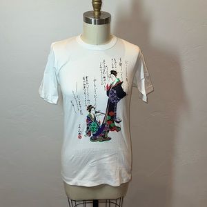 VINTAGE Japanese Gisha Graphic T-Shirt Sz L NWOT